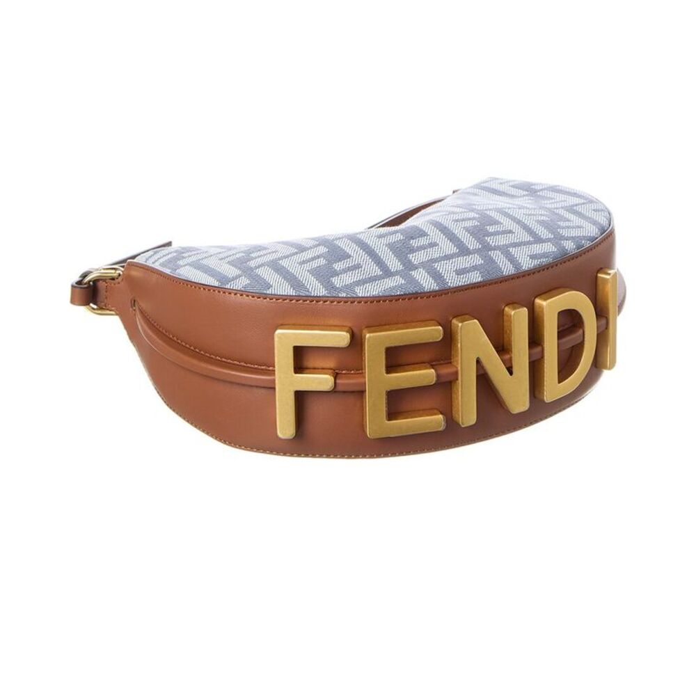 Fendi Fendigraphy Mini Ff Denim & Leather Hobo Bag - Picture 4 of 6